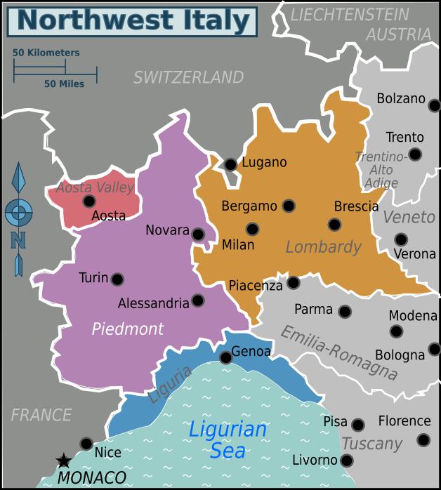 Carte Du Nord Ouest De Litalie Du Nord Ouest De Litalie