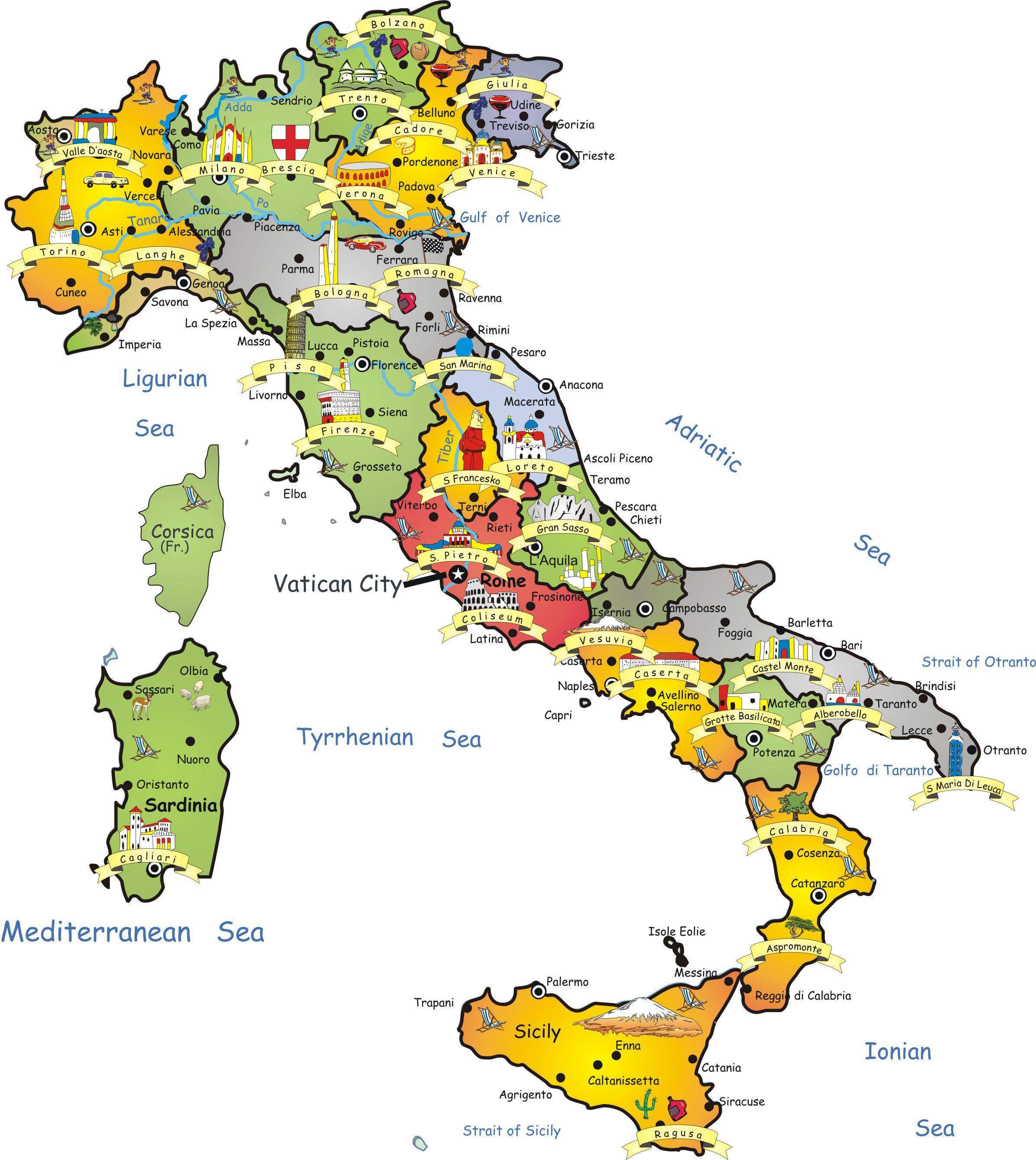 italie du sud carte touristique
