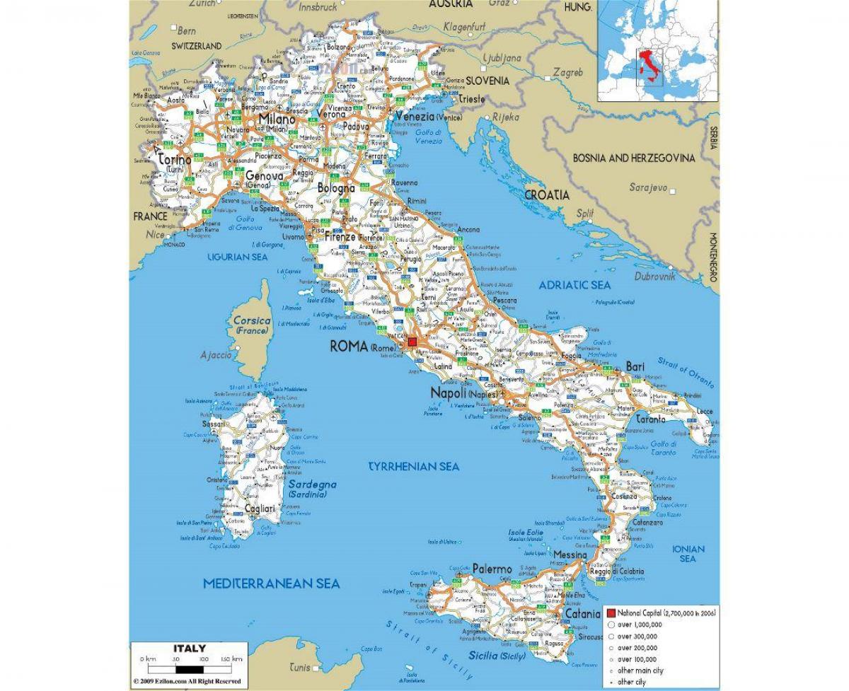 carte détaillée de l'Italie avec les villes