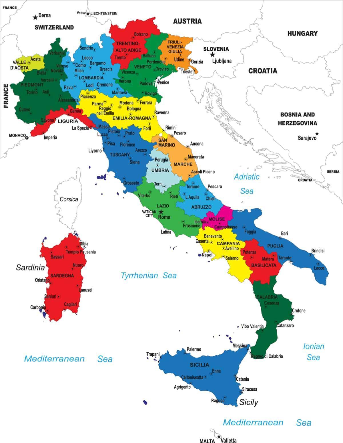 carte de l'Italie politique