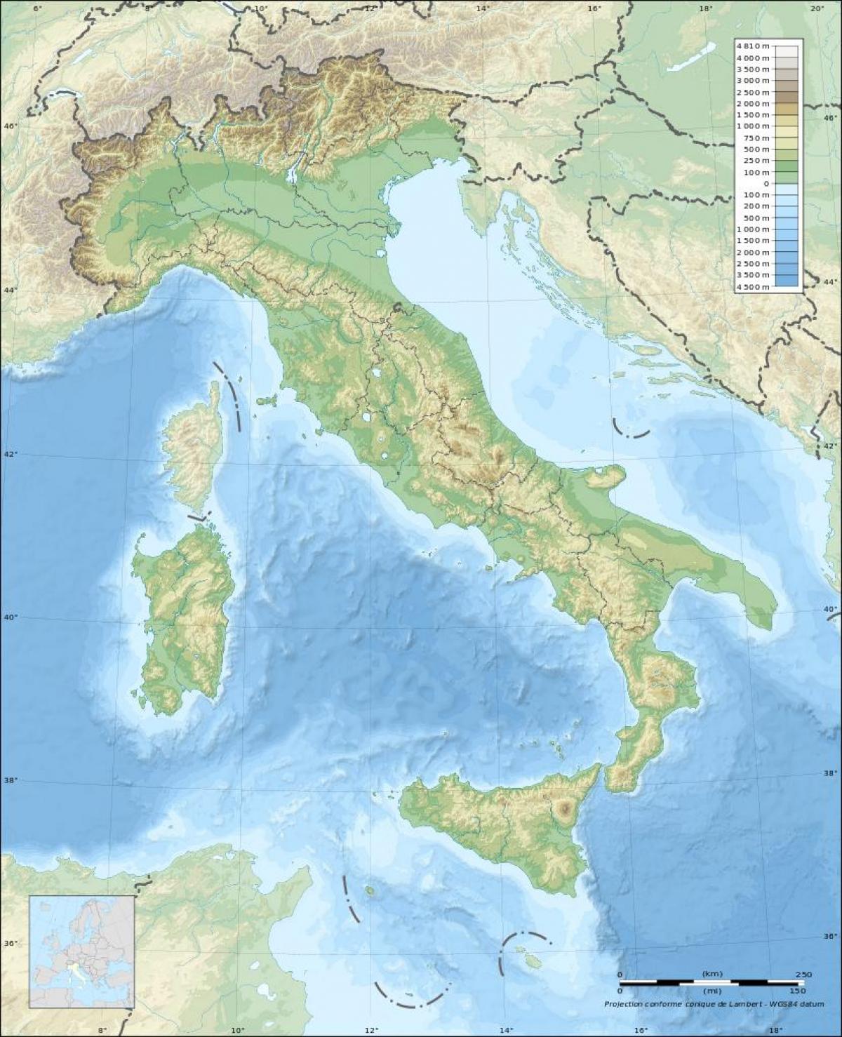 carte de l'Italie élévation