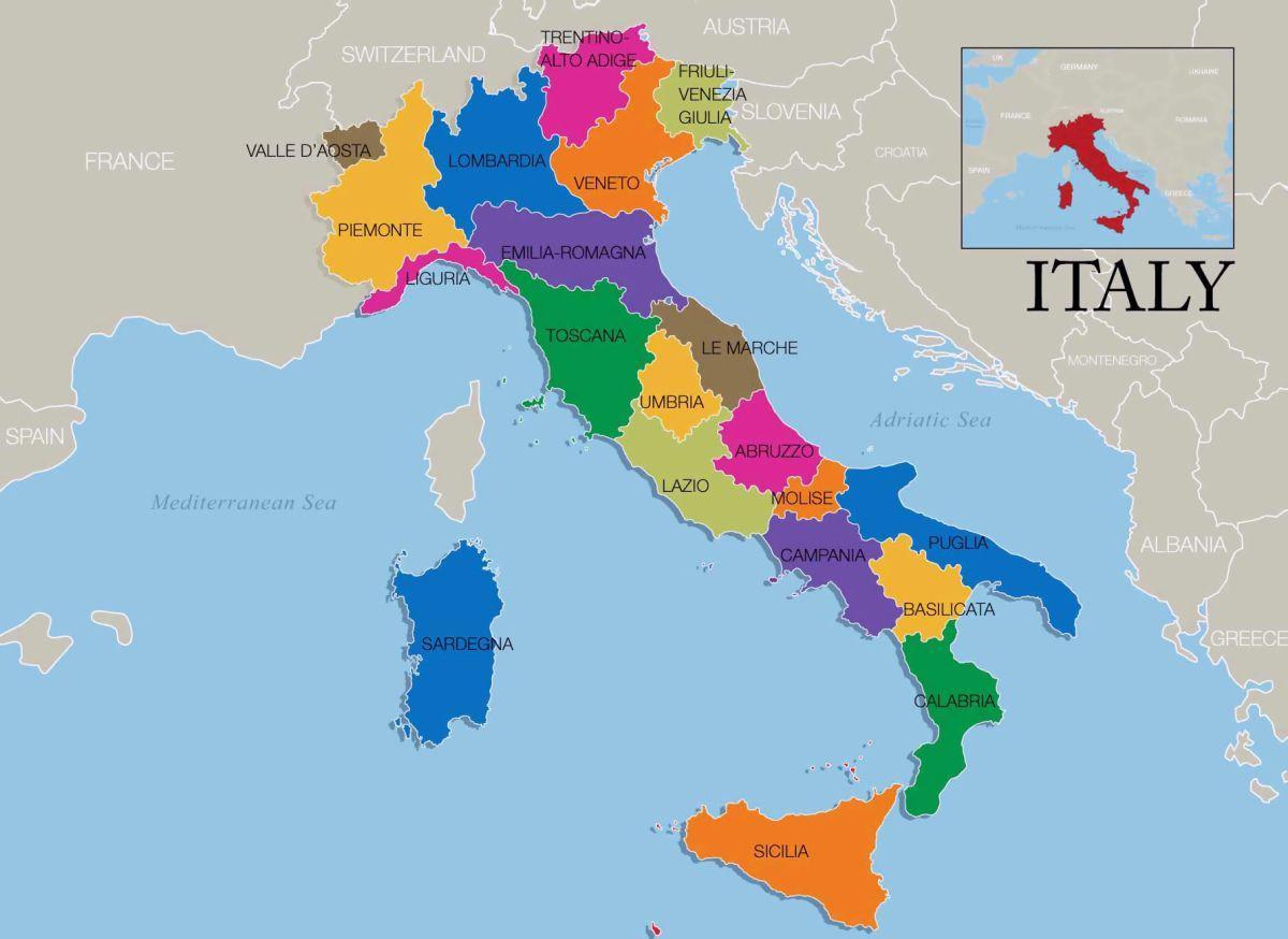 carte de l'Italie et des régions