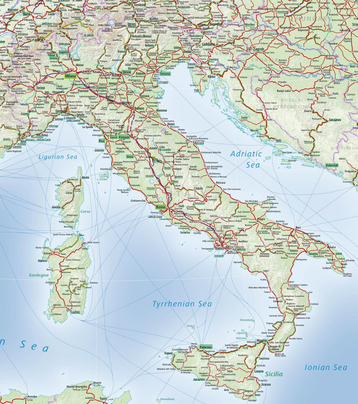 L'italie rail système de carte