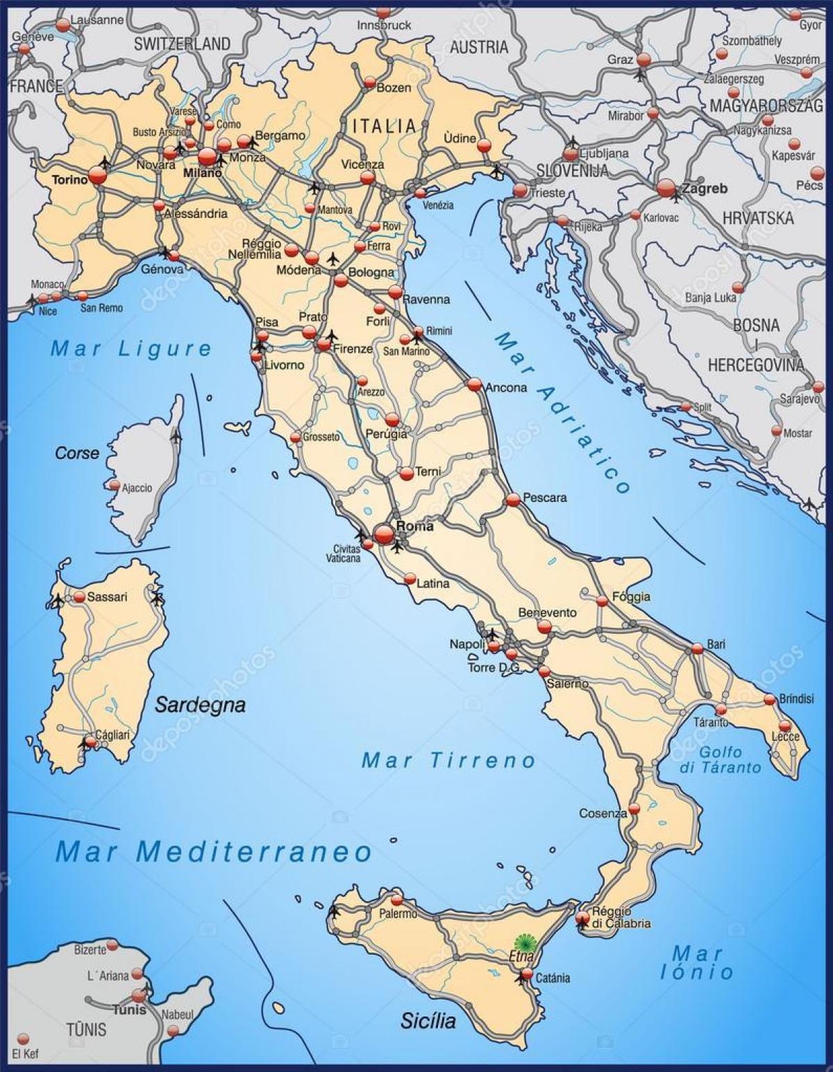L'italie de l'autoroute de la carte