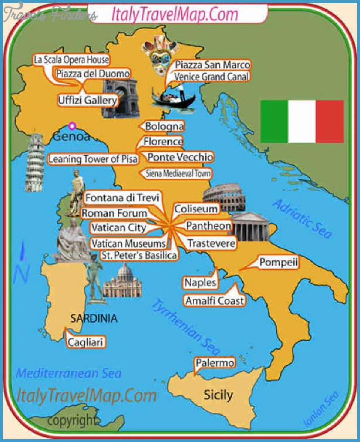 L'italie attractions de la carte