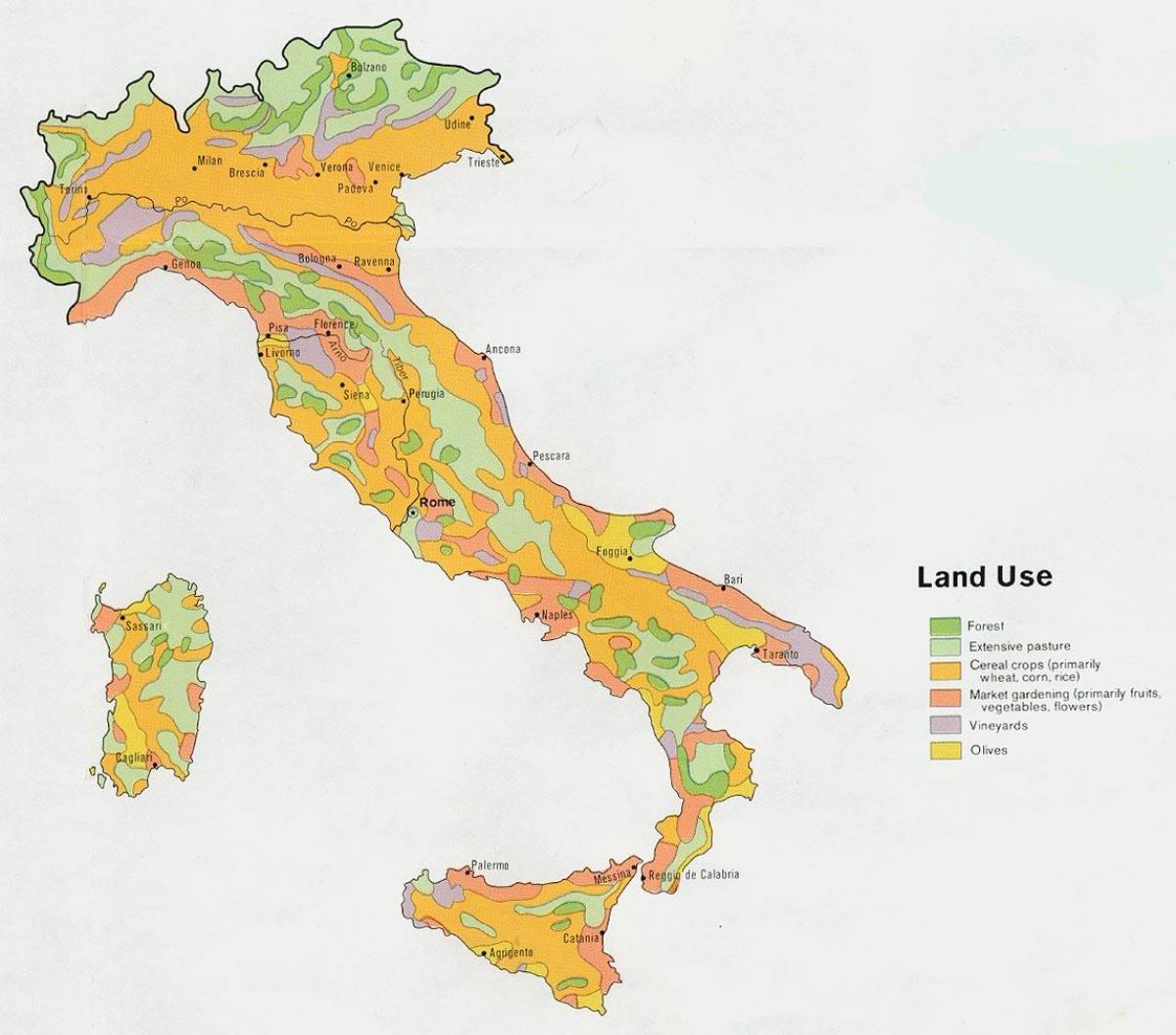 carte de l'Italie de l'agriculture