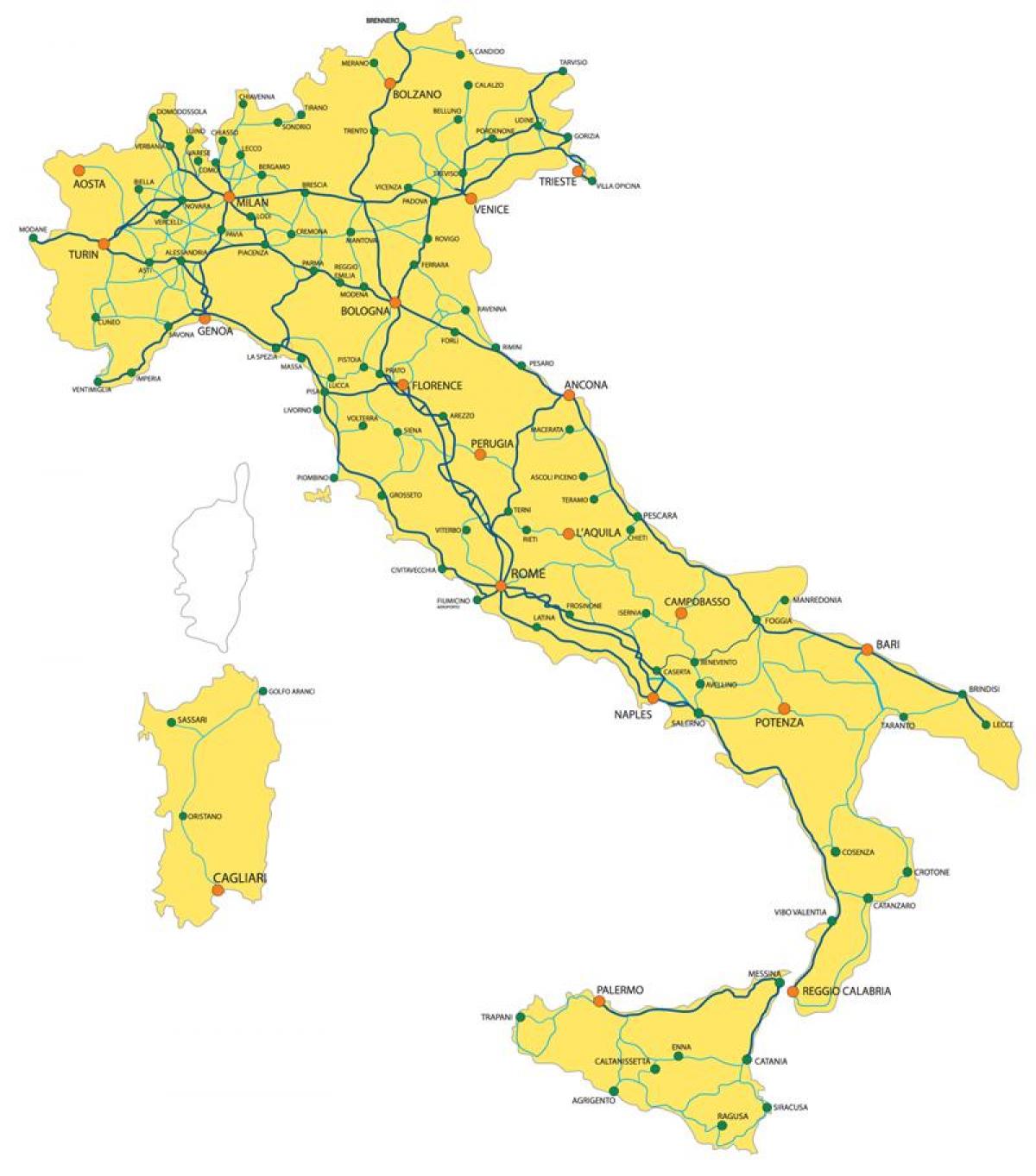 L'italie système de train de la carte