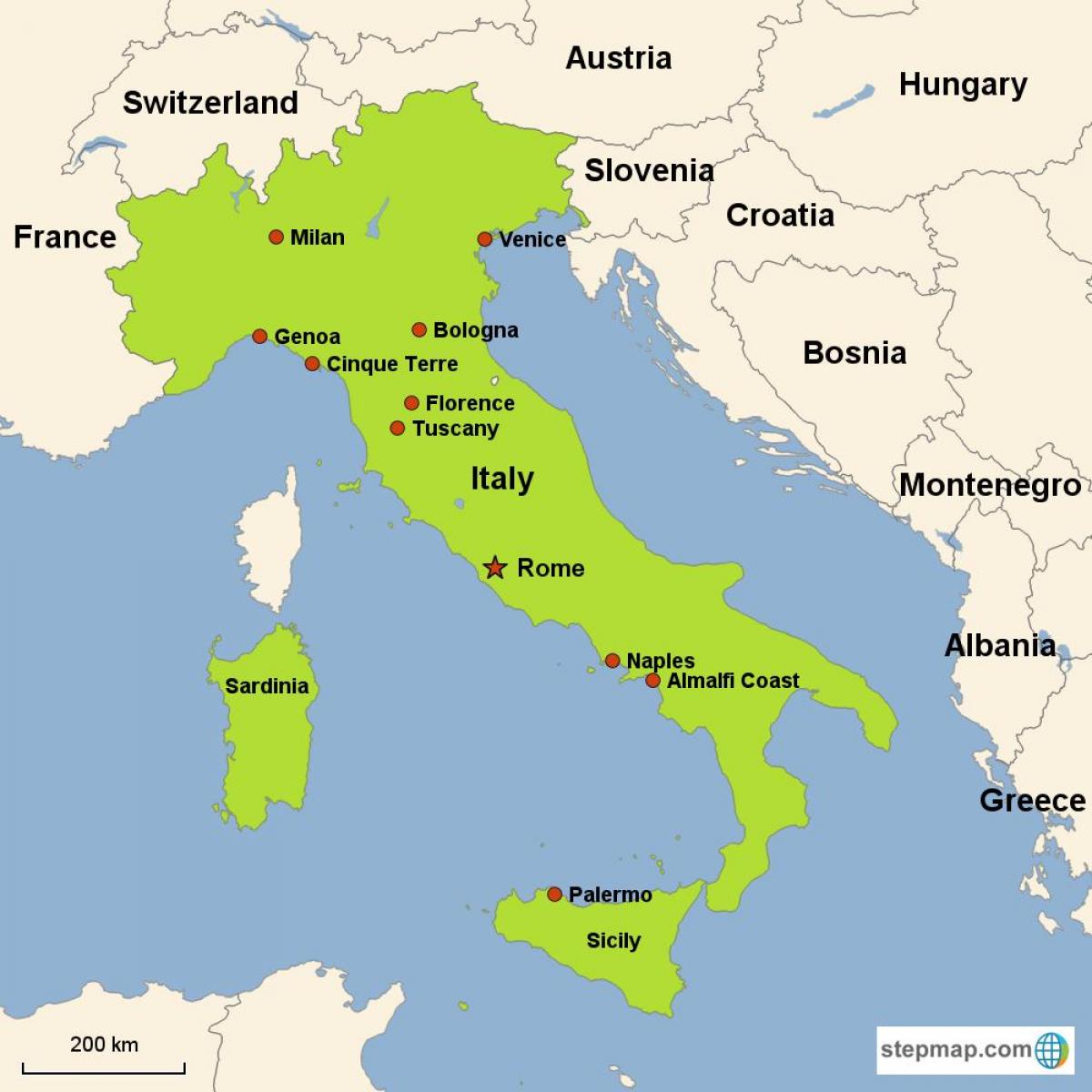 L Italie Vacances A La Carte Carte De L Italie Destinations De Vacances Sud De L Europe Europe