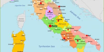 Italie carte avec les villes et les régions