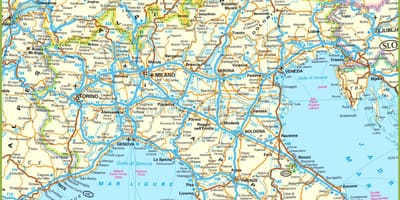 Le nord de l'Italie carte touristique