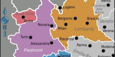Nord-ouest de l'Italie carte