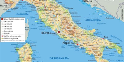 Carte géographique de l'italie