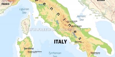 L'italie caractéristiques physiques de la carte
