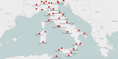 Carte de l'Italie montrant les aéroports