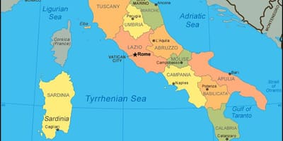 Carte de l'Italie de la côte