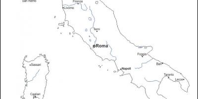 Le contour de la carte de l'Italie avec les villes