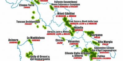 Italie carte des parcs nationaux