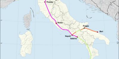 L'italie ferroviaire à grande vitesse de carte