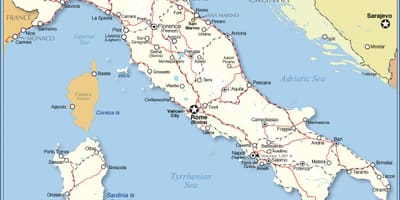 Carte de l'Italie de la capitale